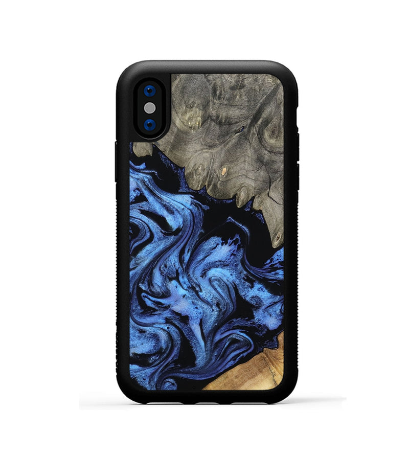 iPhone Xs Wood Phone Case - Krish (Blue, 801372)