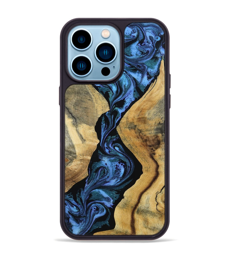 iPhone 14 Pro Max Wood Phone Case - Arturo (Blue, 801373)