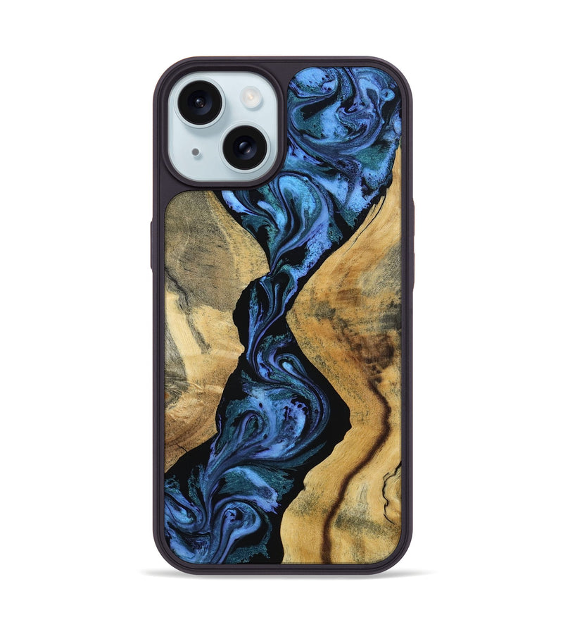 iPhone 15 Wood Phone Case - Arturo (Blue, 801373)