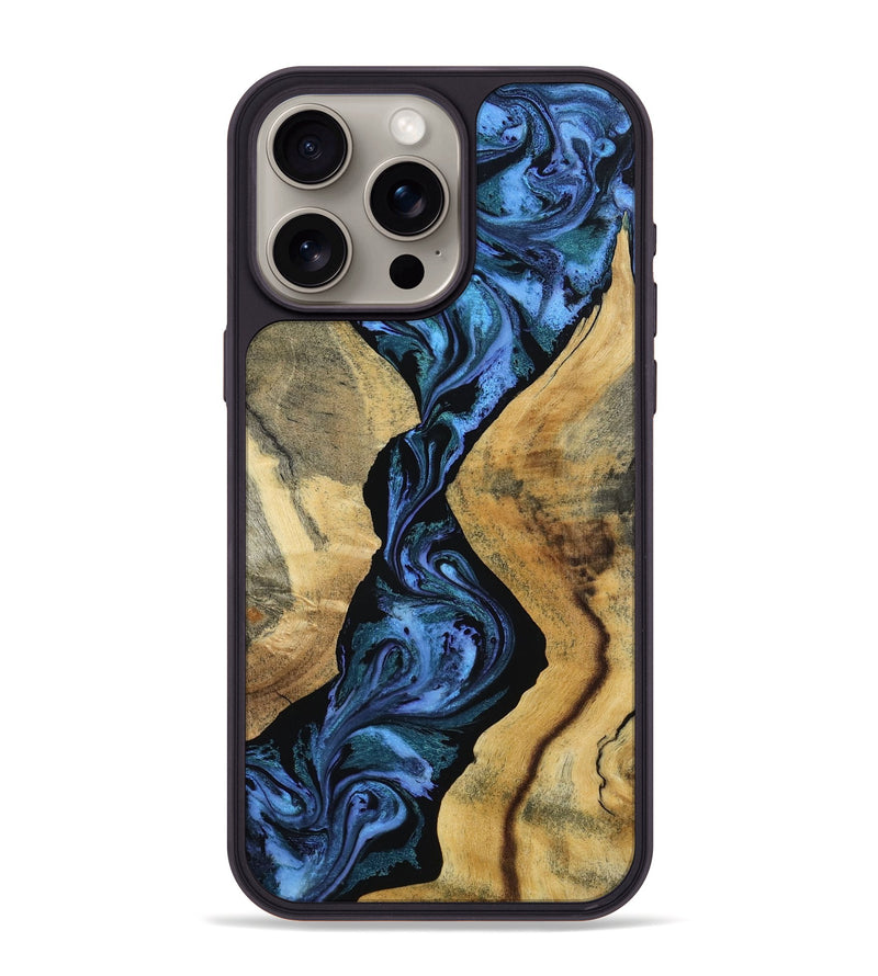 iPhone 15 Pro Max Wood Phone Case - Arturo (Blue, 801373)