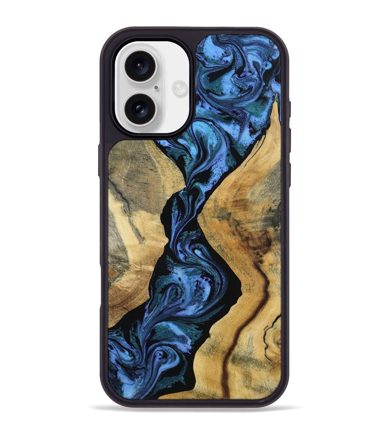 iPhone 16 Plus Wood Phone Case - Arturo (Blue, 801373)