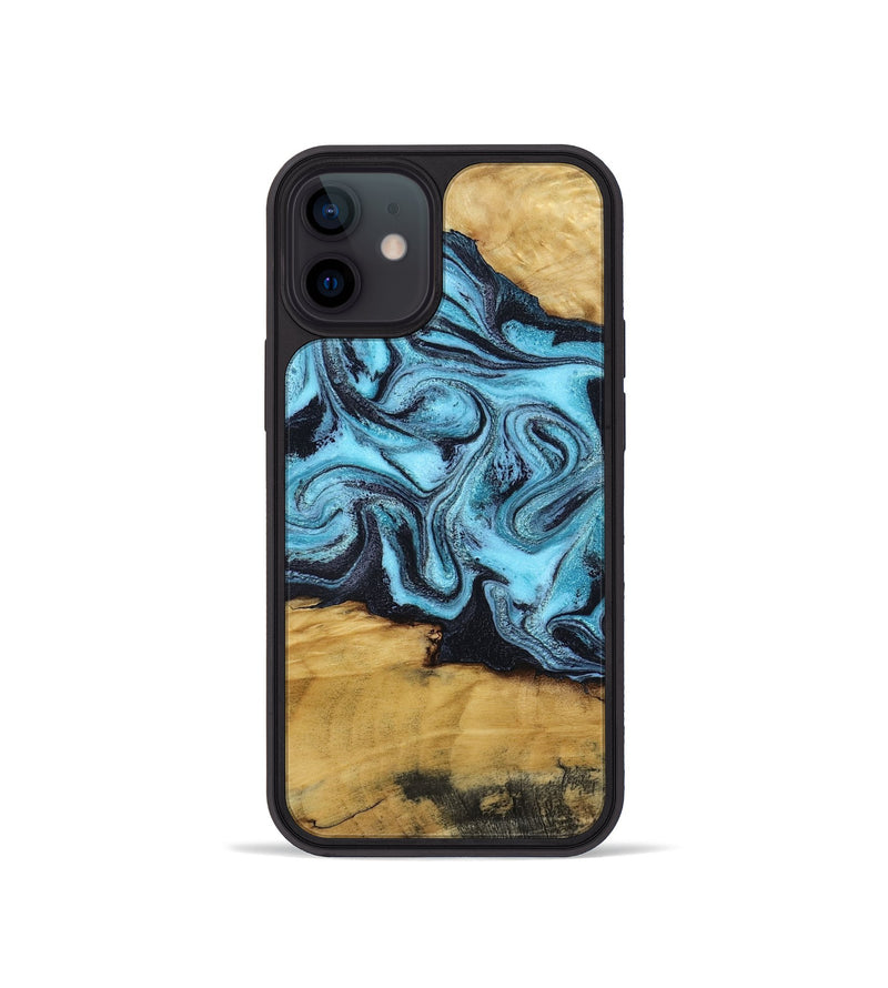 iPhone 12 mini Wood Phone Case - Deonte (Blue, 801375)