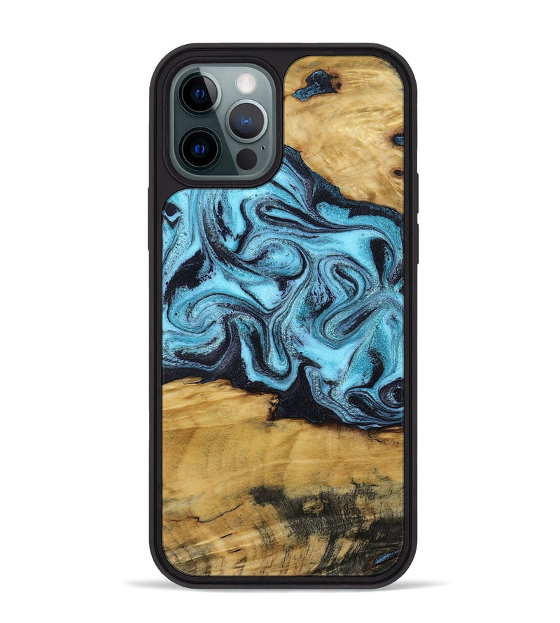 iPhone 12 Pro Max Wood Phone Case - Deonte (Blue, 801375)