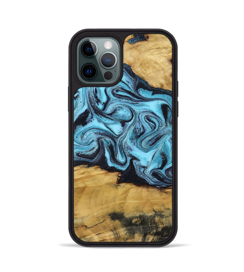 iPhone 12 Pro Wood Phone Case - Deonte (Blue, 801375)