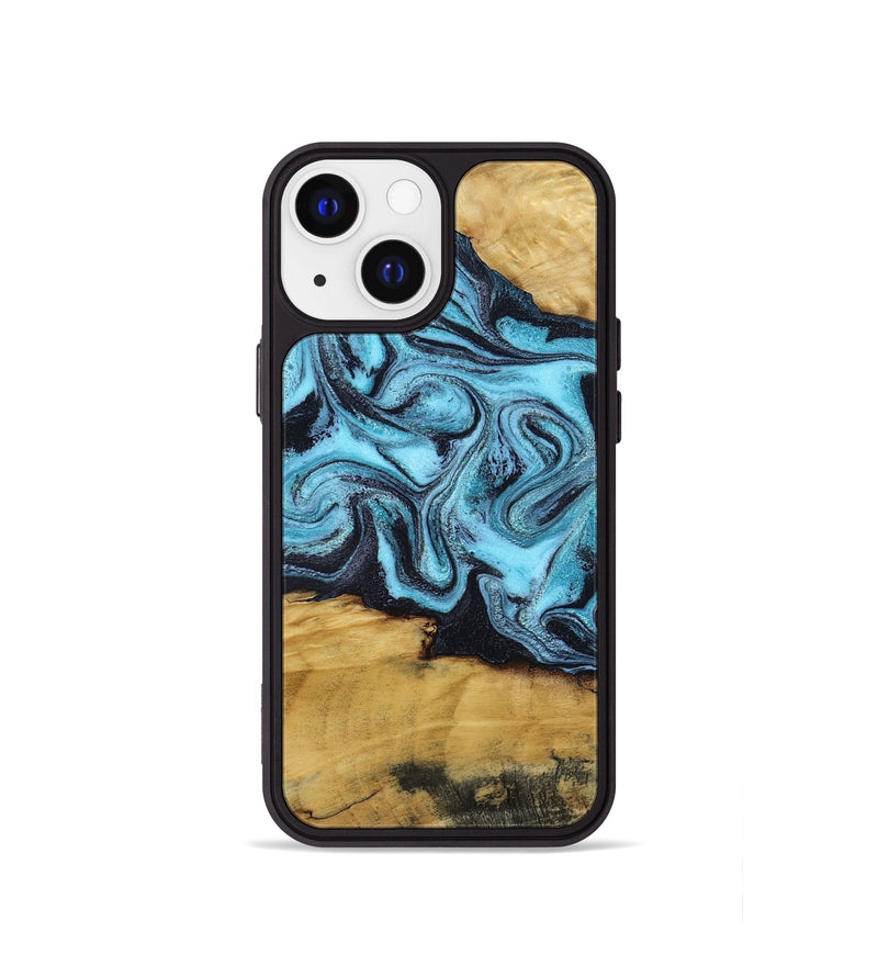iPhone 13 mini Wood Phone Case - Deonte (Blue, 801375)