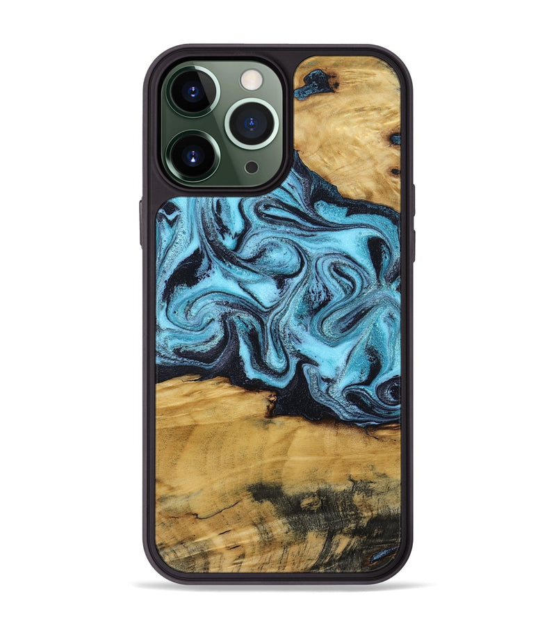 iPhone 13 Pro Max Wood Phone Case - Deonte (Blue, 801375)