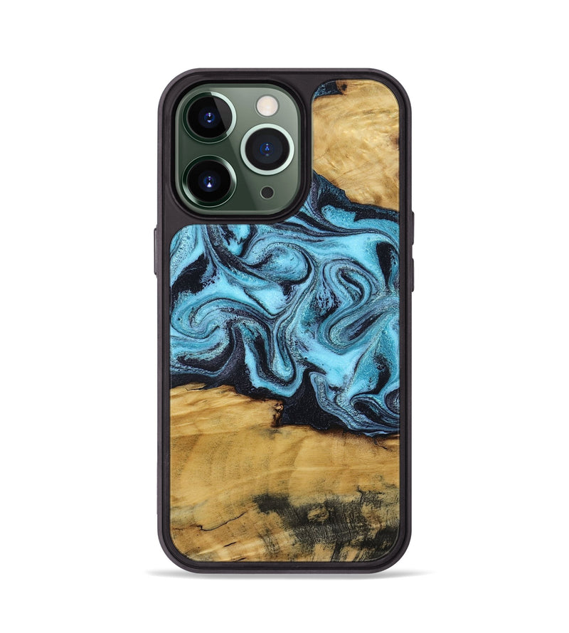 iPhone 13 Pro Wood Phone Case - Deonte (Blue, 801375)