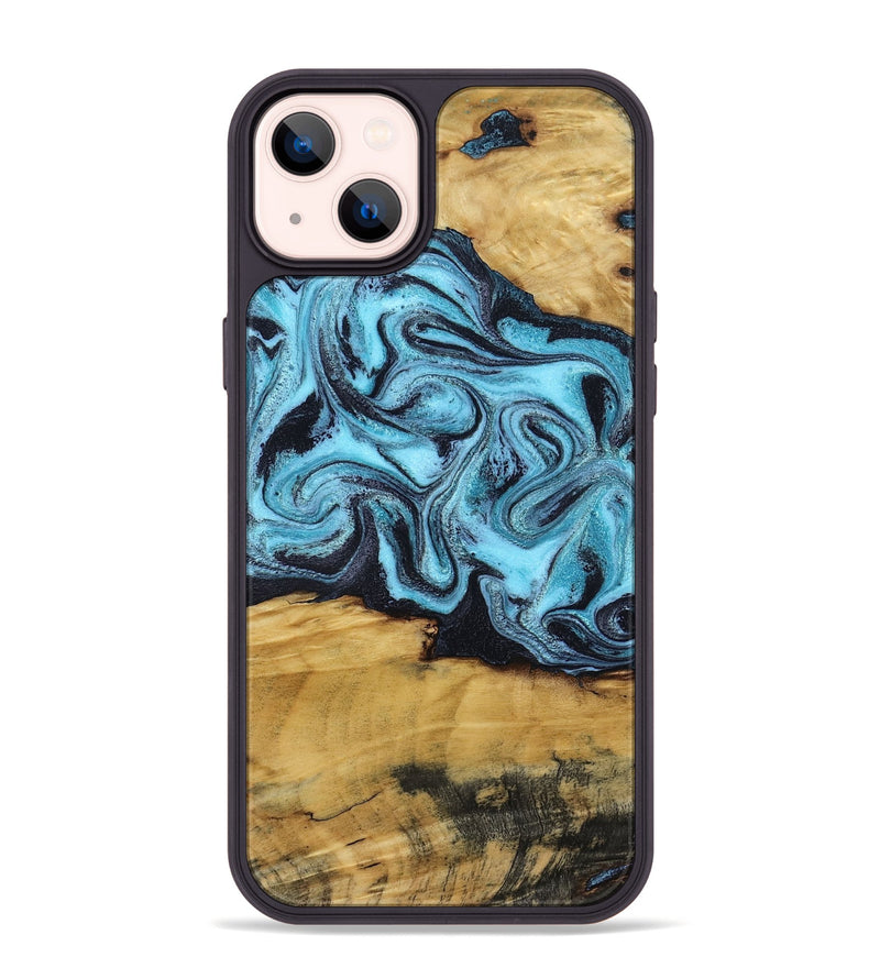 iPhone 14 Plus Wood Phone Case - Deonte (Blue, 801375)