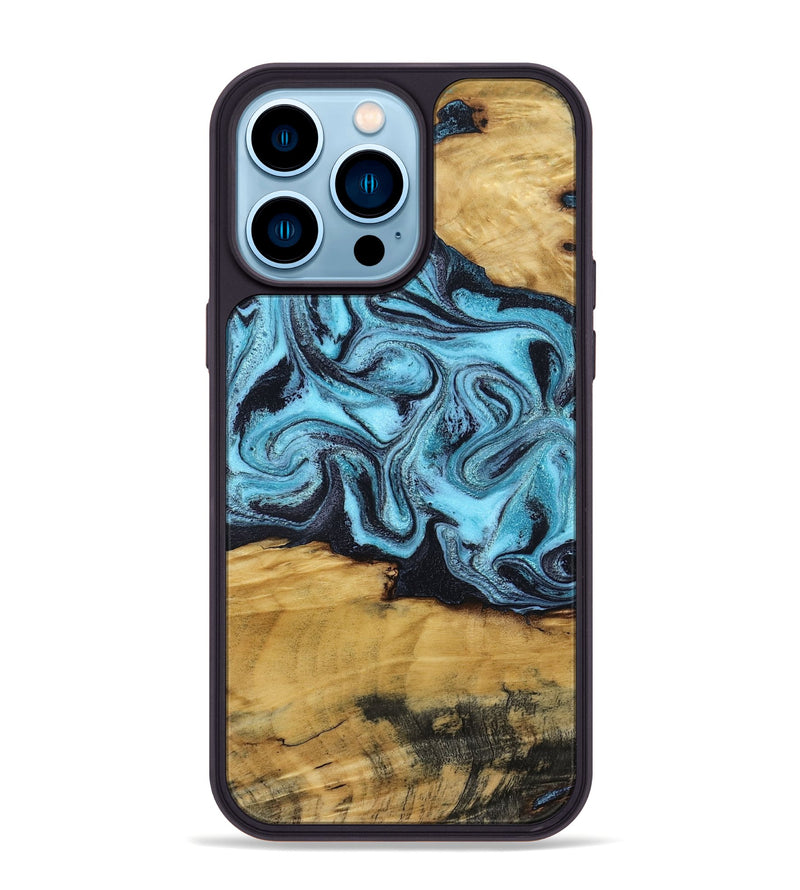 iPhone 14 Pro Max Wood Phone Case - Deonte (Blue, 801375)