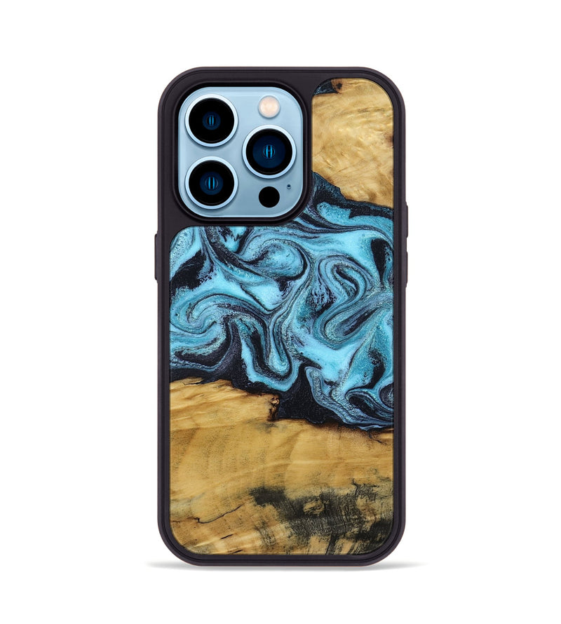 iPhone 14 Pro Wood Phone Case - Deonte (Blue, 801375)