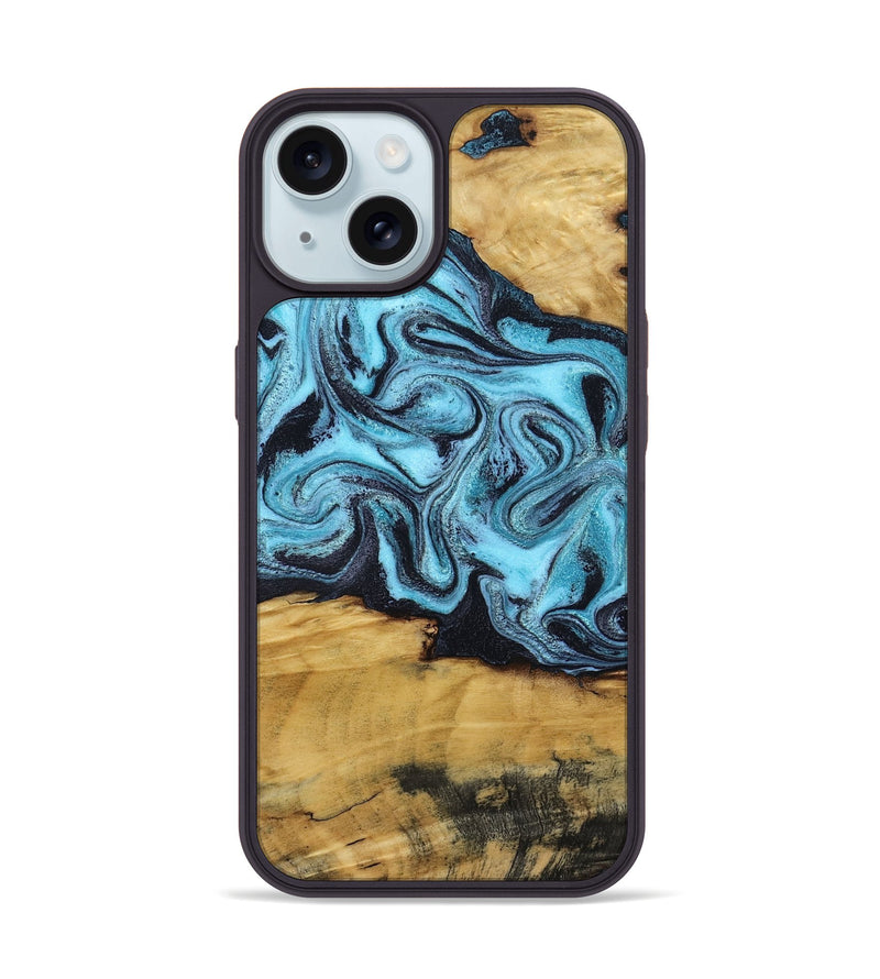 iPhone 15 Wood Phone Case - Deonte (Blue, 801375)