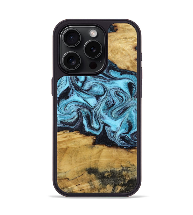 iPhone 15 Pro Wood Phone Case - Deonte (Blue, 801375)
