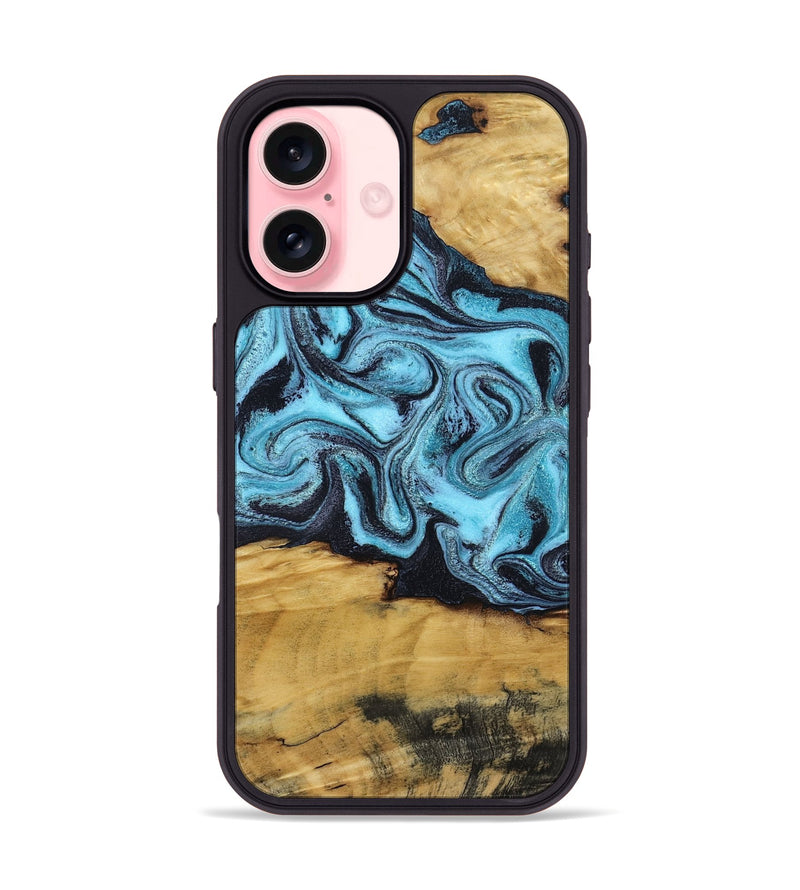 iPhone 16 Wood Phone Case - Deonte (Blue, 801375)