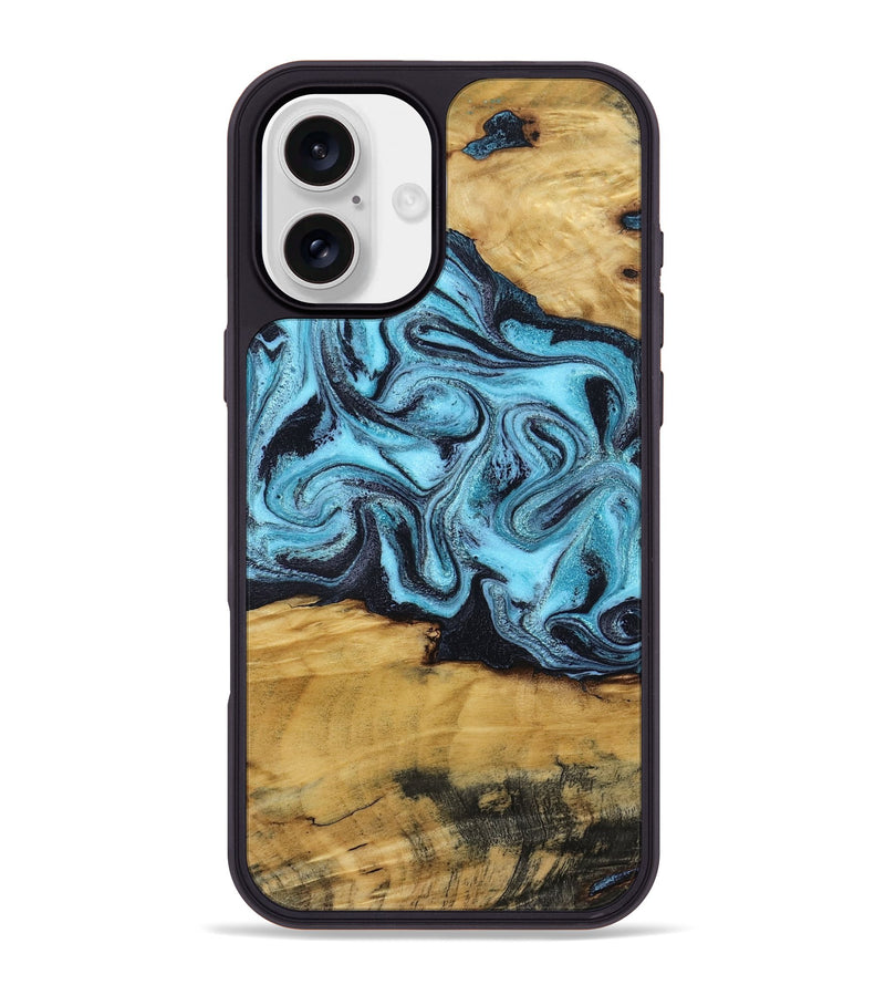 iPhone 16 Plus Wood Phone Case - Deonte (Blue, 801375)