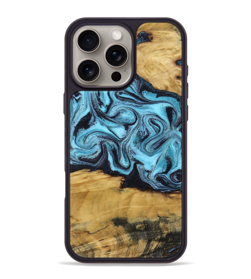 iPhone 16 Pro Max Wood Phone Case - Deonte (Blue, 801375)