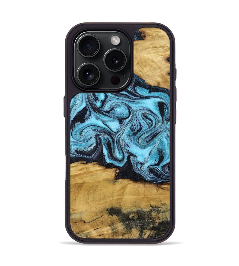 iPhone 16 Pro Wood Phone Case - Deonte (Blue, 801375)