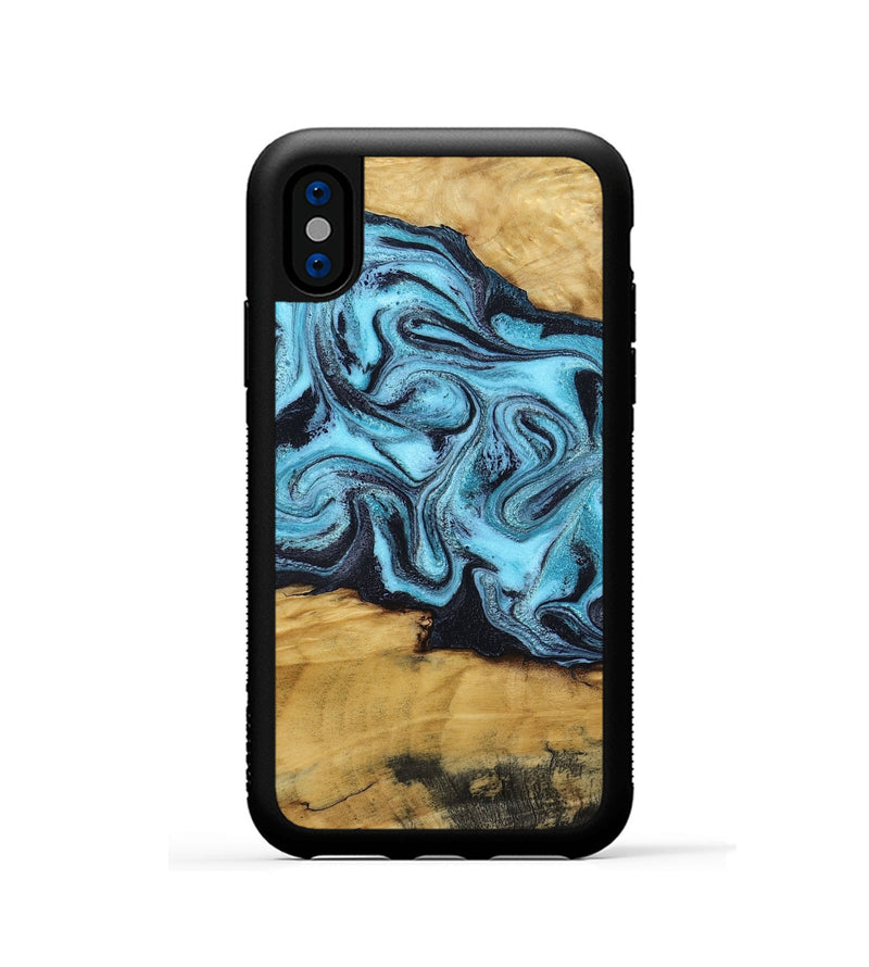 iPhone Xs Wood Phone Case - Deonte (Blue, 801375)