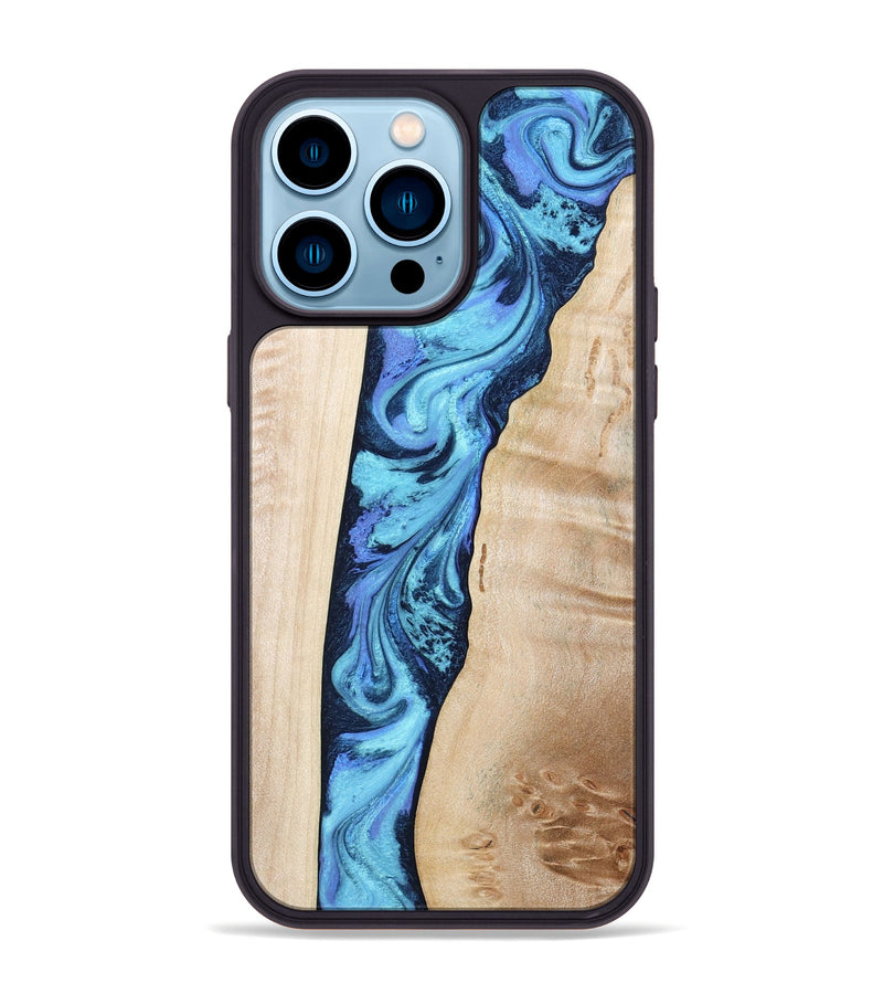 iPhone 14 Pro Max Wood Phone Case - Kristie (Blue, 801376)