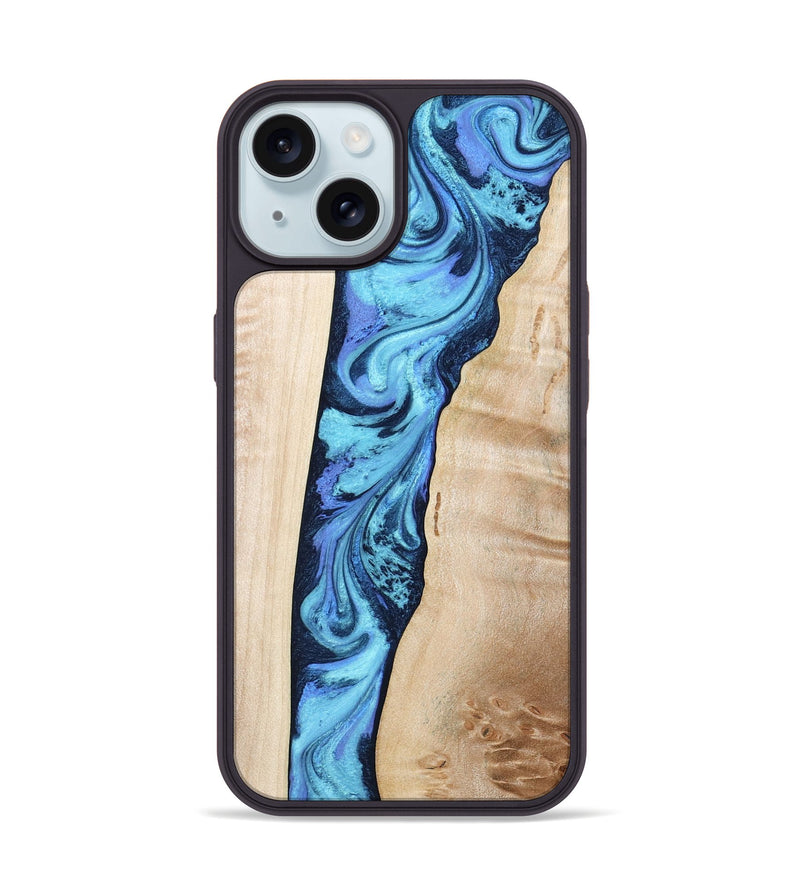iPhone 15 Wood Phone Case - Kristie (Blue, 801376)