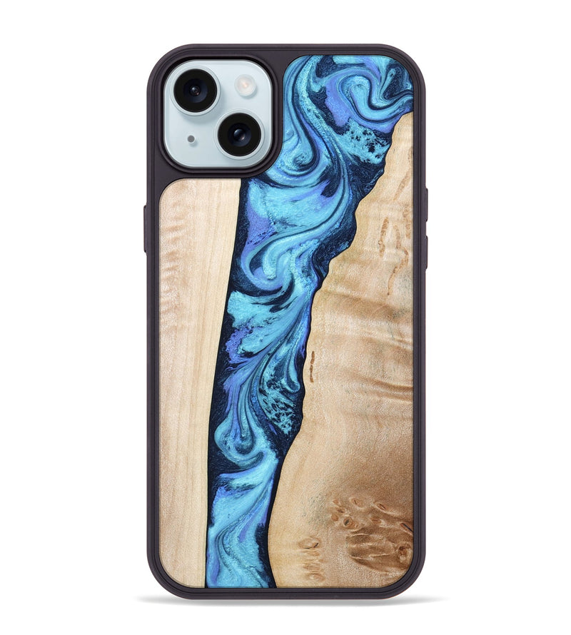iPhone 15 Plus Wood Phone Case - Kristie (Blue, 801376)