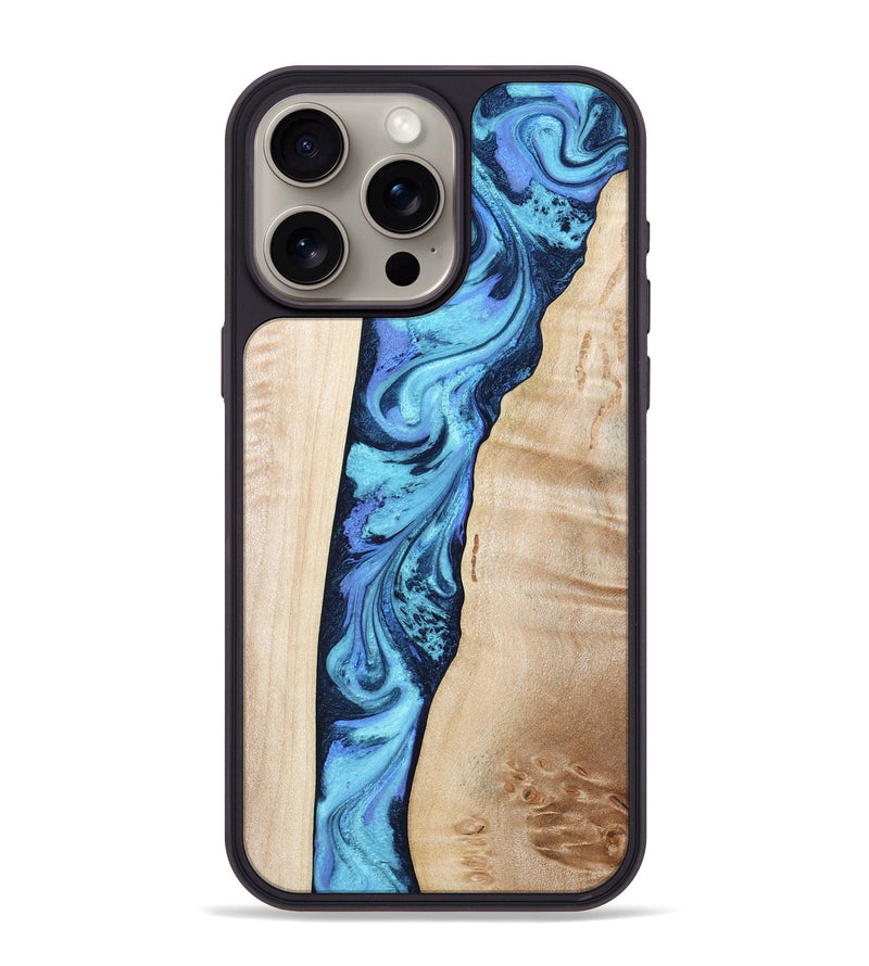 iPhone 15 Pro Max Wood Phone Case - Kristie (Blue, 801376)