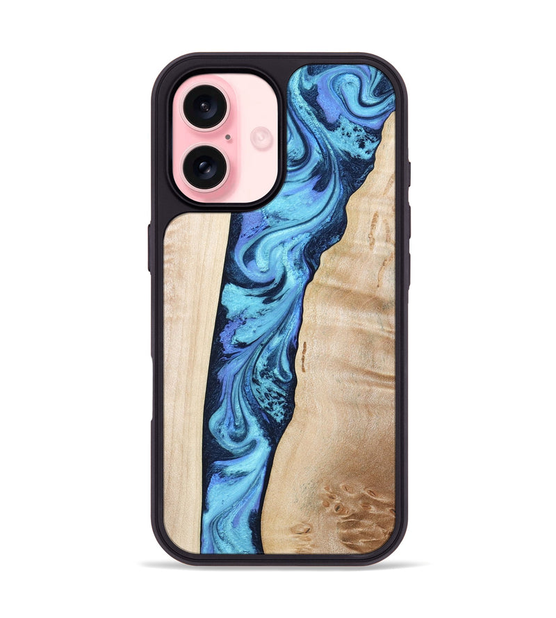 iPhone 16 Wood Phone Case - Kristie (Blue, 801376)