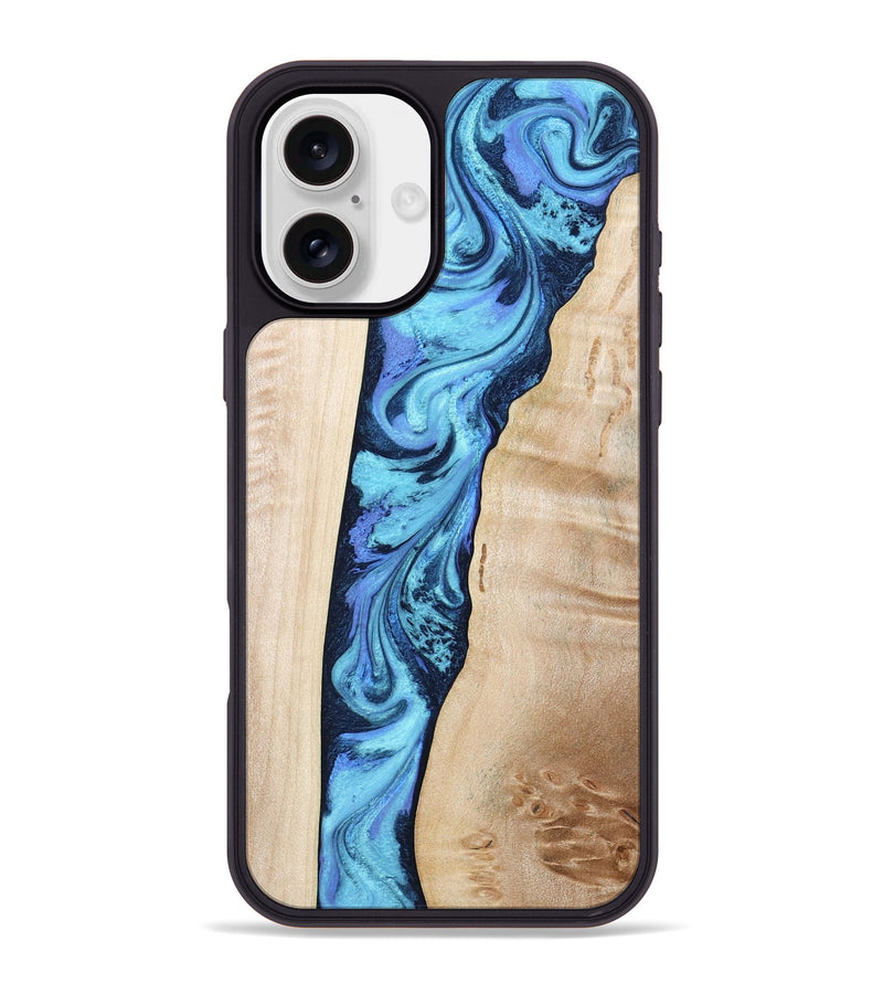 iPhone 16 Plus Wood Phone Case - Kristie (Blue, 801376)