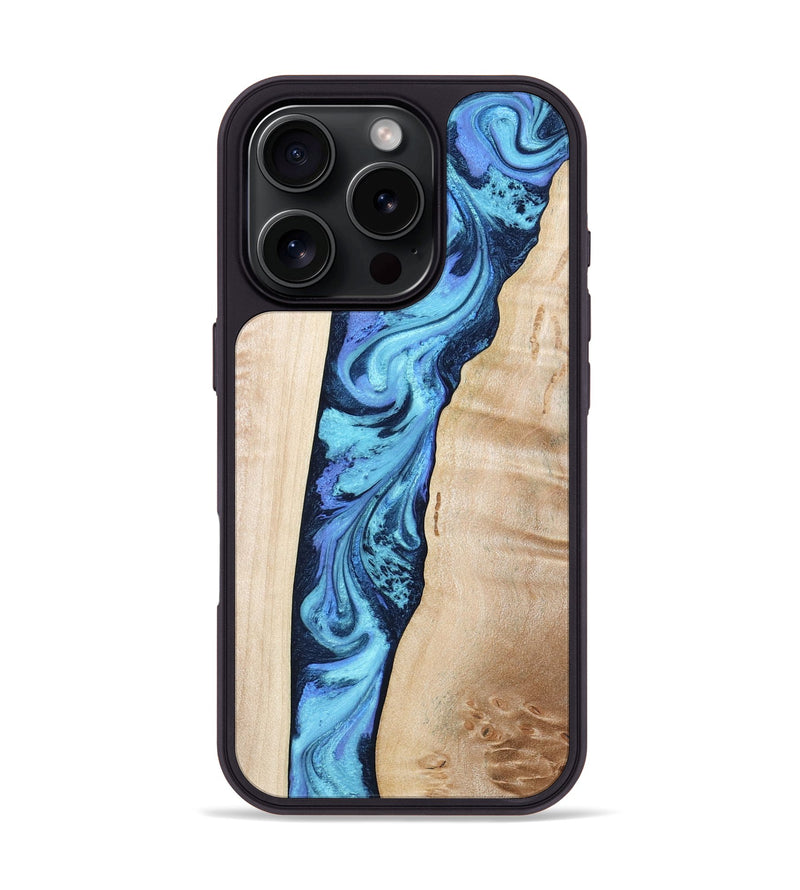 iPhone 16 Pro Wood Phone Case - Kristie (Blue, 801376)