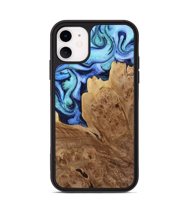 iPhone 11 Wood Phone Case - Matie (Blue, 801378)