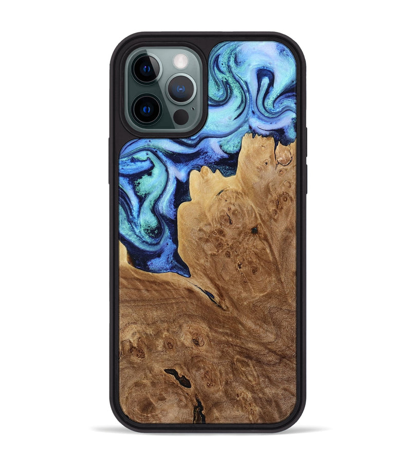 iPhone 12 Pro Max Wood Phone Case - Matie (Blue, 801378)