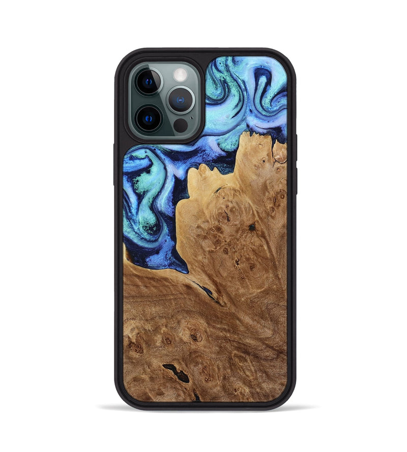 iPhone 12 Pro Wood Phone Case - Matie (Blue, 801378)
