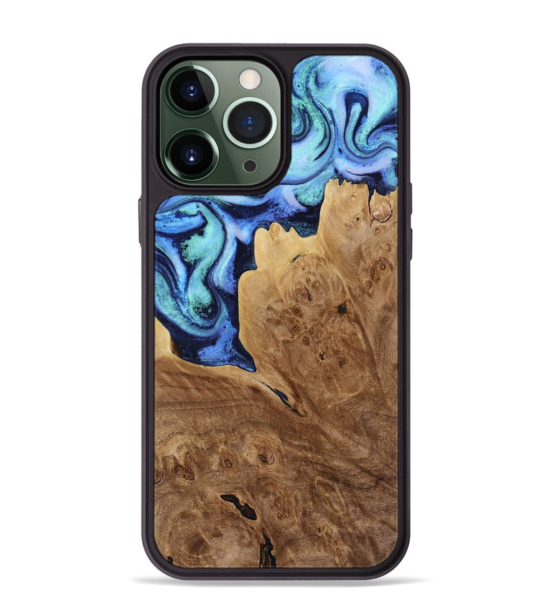 iPhone 13 Pro Max Wood Phone Case - Matie (Blue, 801378)