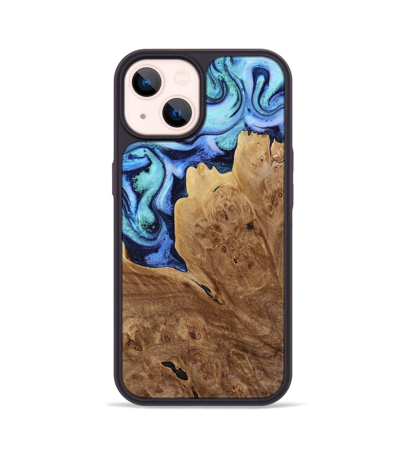iPhone 14 Wood Phone Case - Matie (Blue, 801378)