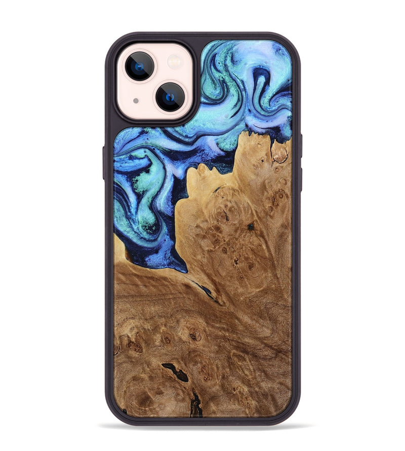 iPhone 14 Plus Wood Phone Case - Matie (Blue, 801378)