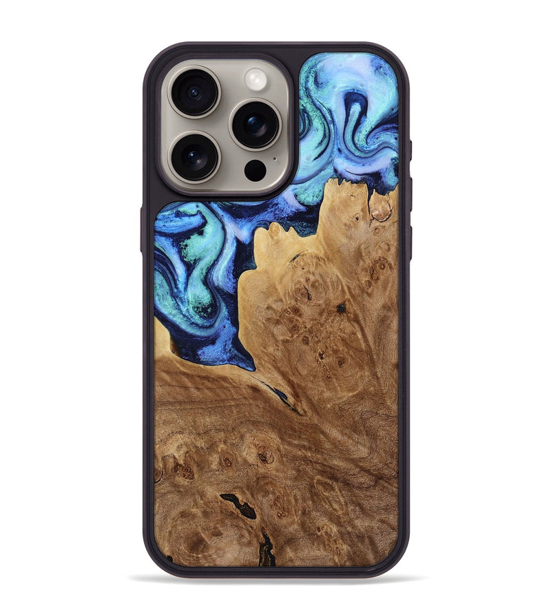 iPhone 15 Pro Max Wood Phone Case - Matie (Blue, 801378)