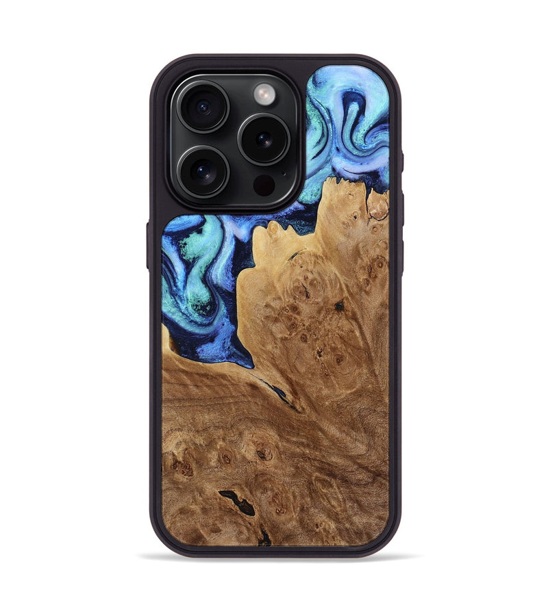 iPhone 15 Pro Wood Phone Case - Matie (Blue, 801378)