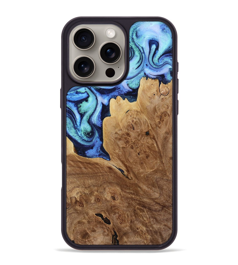 iPhone 16 Pro Max Wood Phone Case - Matie (Blue, 801378)