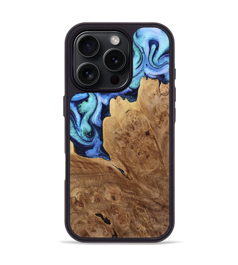 iPhone 16 Pro Wood Phone Case - Matie (Blue, 801378)