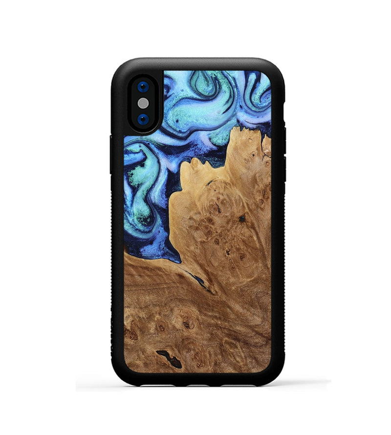 iPhone Xs Wood Phone Case - Matie (Blue, 801378)