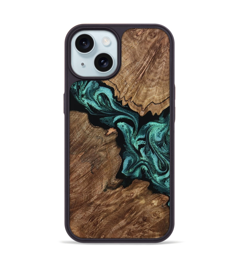 iPhone 15 Wood Phone Case - Carrie (Green, 801379)