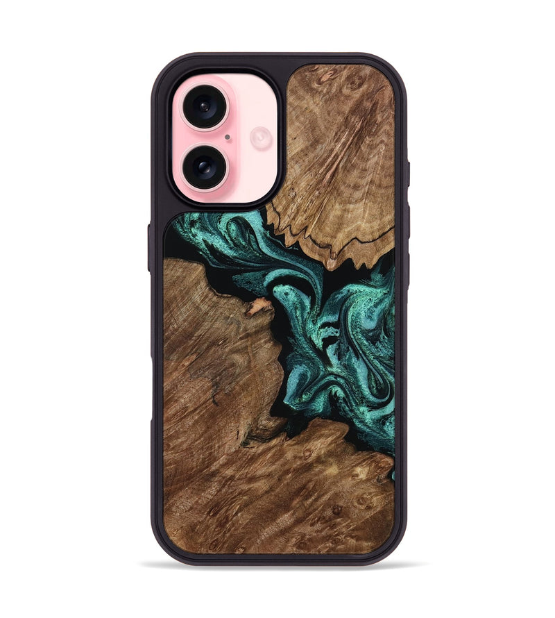 iPhone 16 Wood Phone Case - Carrie (Green, 801379)