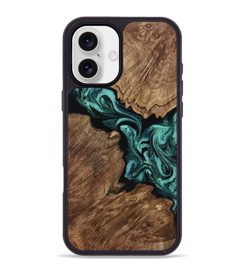 iPhone 16 Plus Wood Phone Case - Carrie (Green, 801379)