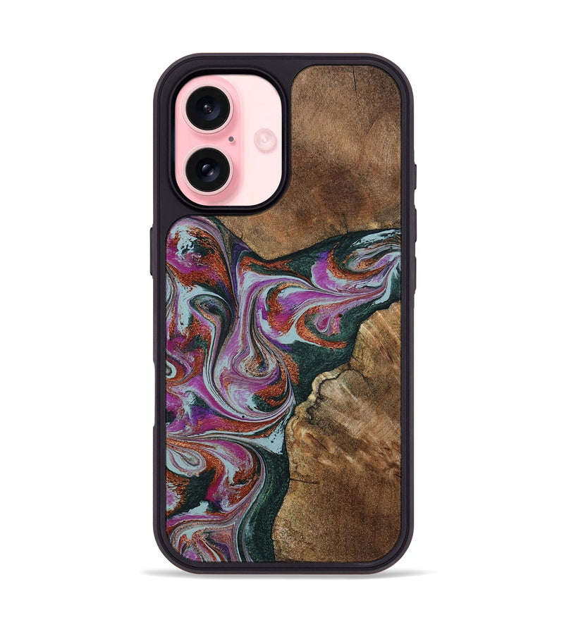 iPhone 16 Wood Phone Case - Sherrie (Green, 801381)