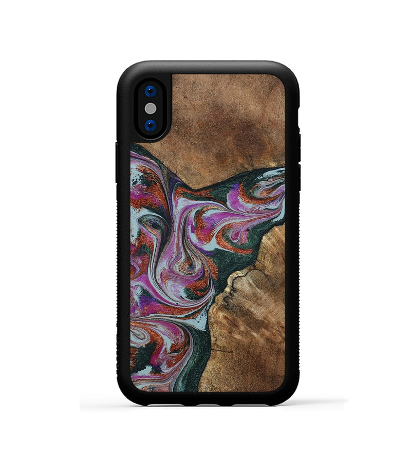 iPhone Xs Wood Phone Case - Sherrie (Green, 801381)
