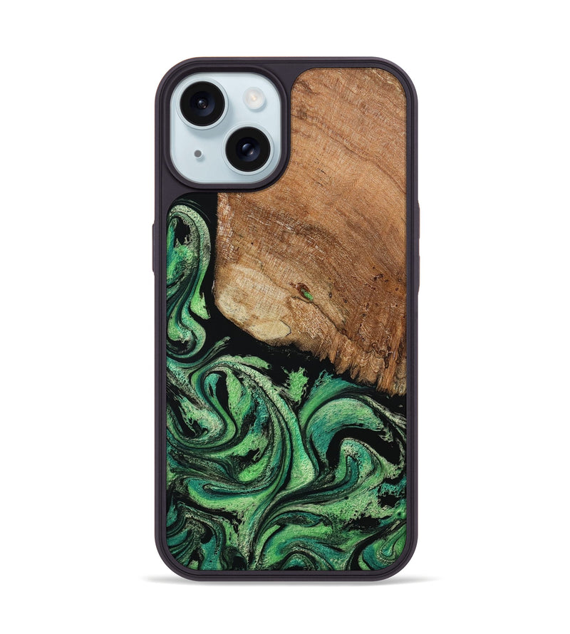 iPhone 15 Wood Phone Case - Seven (Green, 801383)