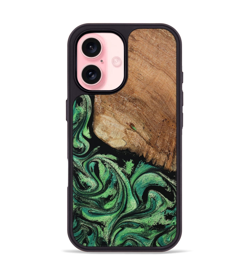 iPhone 16 Wood Phone Case - Seven (Green, 801383)
