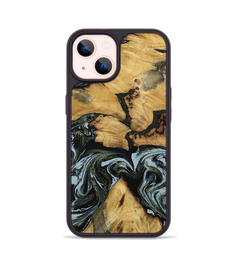 iPhone 14 Wood Phone Case - Ava (Green, 801384)