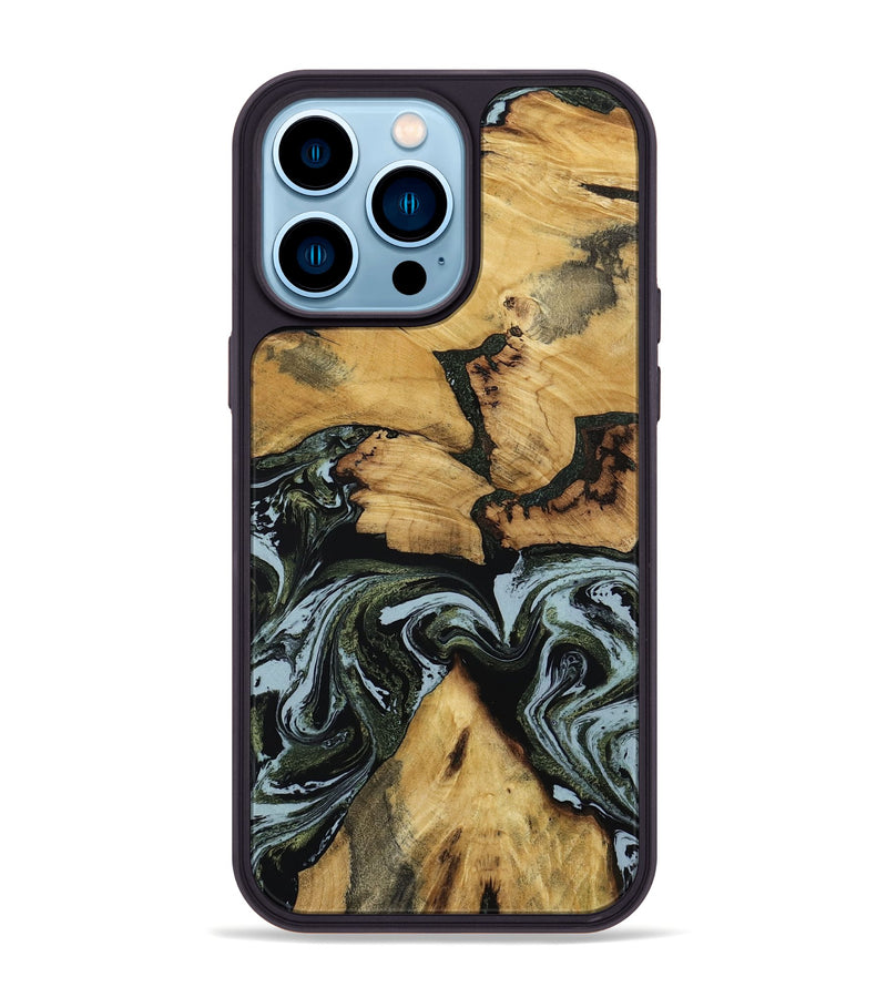 iPhone 14 Pro Max Wood Phone Case - Ava (Green, 801384)