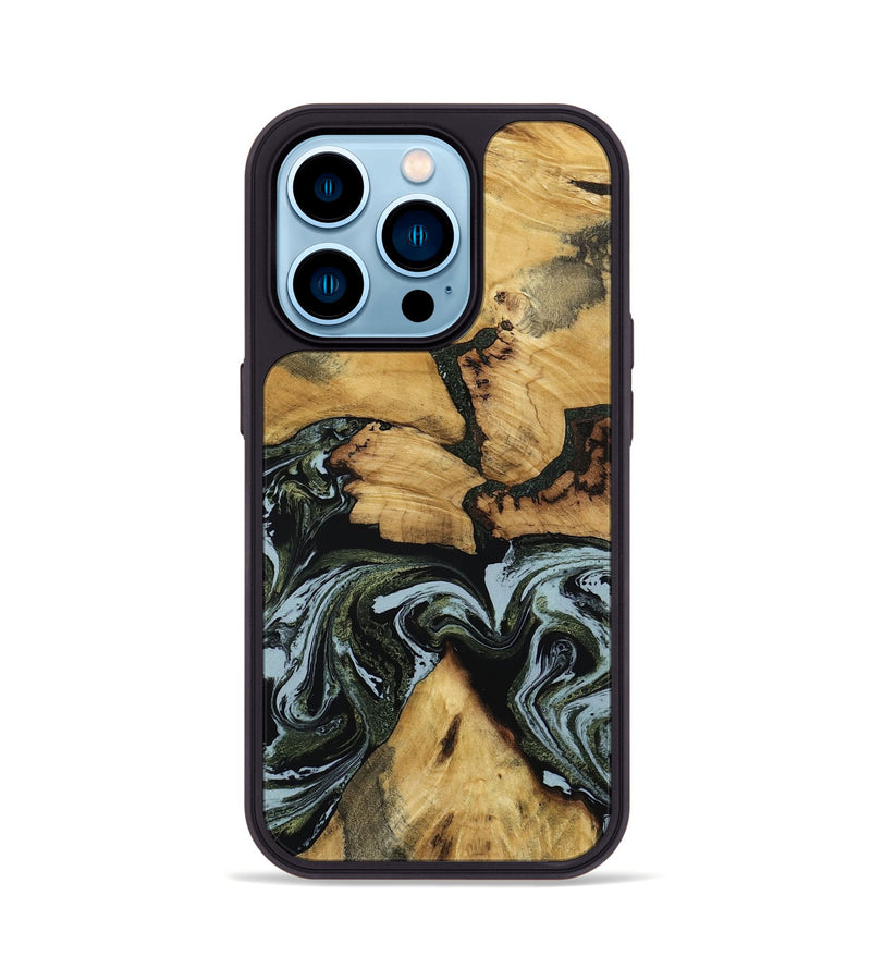 iPhone 14 Pro Wood Phone Case - Ava (Green, 801384)