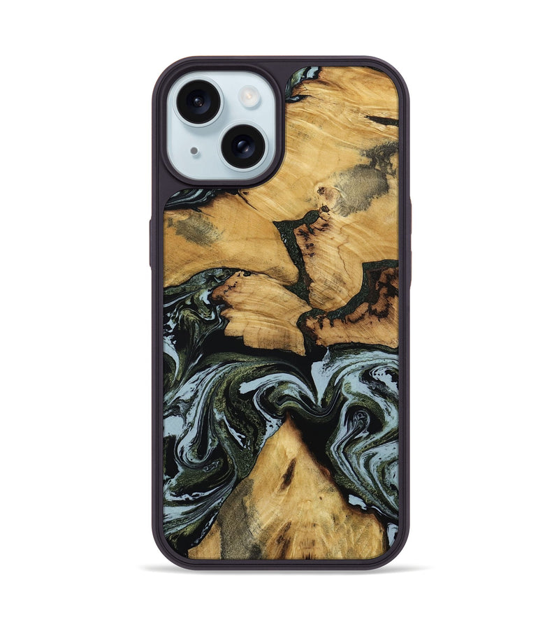 iPhone 15 Wood Phone Case - Ava (Green, 801384)